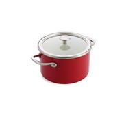 KitchenAid Steel Core Enamel Casserole de 20 cm/3,7 litres avec couvercle, émail d'ingénierie allemande, induction, allant au four, Rouge empire