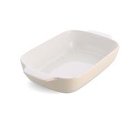 KitchenAid Stoneware Plat à Four Rectangulaire Antiadhésif en Céramique avec Couvercle en Bambou, 32 cm/3,8L, sans PFAS, Gain de Place, Va au four jusqu'à 260°C, Va au Lave-Vaisselle, Amande Crème