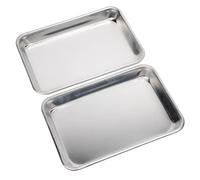 KITCHENATICS Ensemble de 2 plaques de cuisson antiadhésives de qualité supérieure pour four et rôtissoire, plaque de 1/8 de feuille pour cuisson, petite plaque pour biscuits, plaque de cuisson en