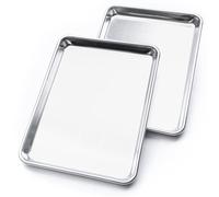 KITCHENATICS Lot de 2 demi-plaques à pâtisserie, plaques à biscuits antiadhésives pour la cuisson, passe au four, commerciales robustes pour four - 33,2 X 45,5 CM