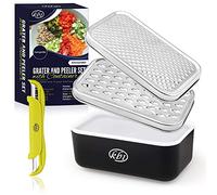 KitchenBe1 - Râpeuse Cuisine et Boîte avec Couvercle et Éplucheur, Boîte de Rangement avec Pieds de Protection en Caoutchouc, Râpe de Cuisine pour Fromages, Légumes et Fruits, Multifonctions, Noir