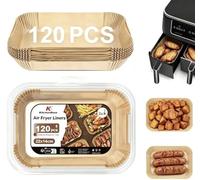 KitchenBoss 120 Pièces Papier Cuisson pour Ninja Air Fryer, 22 x 14cm Rectangulair Papier Sulfurisé pour Air Fryer Accessoires, Compatible avec Foodi Dual Zone Double Stack et autres Double Airfryer
