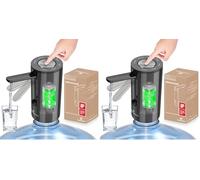 KitchenBoss Distributeur d'eau en Bouteille Electrique: Pompe Bouteille a Eau Potable, Charge USB Type-C, Distributeur d'eau pour Bouteilles de 3.8-18.9 litres, Pompe Distributeur Eau Noir (Lot de 2)