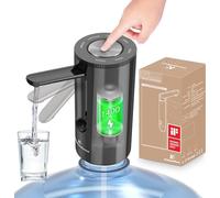 KitchenBoss Distributeur d'eau en Bouteille Electrique: Pompe Bouteille a Eau Potable, Charge USB Type-C, Distributeur d'eau pour Bouteilles de 3.8-18.9 litres, Pompe Distributeur Eau Noir
