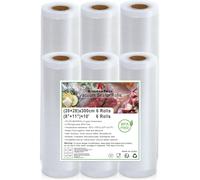 KitchenBoss Lot de 6 rouleaux d'emballage sous vide : 20 + 28 cm x 300 cm, 6 rouleaux de sacs de conservation des aliments | Rouleau de joint sous vide sans BPA, sac pour machine à emballer sous vide