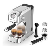 KitchenBoss Machines à Expresso Professionnelle：Machine à Café 15 bars pour la Maison, Machine à Cappuccino avec Buse Vapeur, Semi-Automatique Cafetière à Latte, Machine Expresso Acier Inoxydable