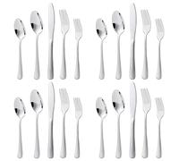 KitchenBoss Menagere Set Couverts de Table: Ensemble Vaisselle de Table 4 Personnes, Ménagères en Acier Inoxydable, 20 Pièces Argenté, Lavables au Lave-vaisselle, Couteau, Cuillère, Fourchette