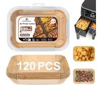 KitchenBoss Papier Cuisson Air Fryer: 120 Pièces Rectangulair Papier Sulfurisé pour Air Fryer, 22 x 14cm Papier Cuisson Reutilisable Airfryer Accessoires pour Ninja AF300EU AF400EU