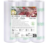 KitchenBoss Rouleau Sous Vide Alimentaire：3 Rouleaux 28 x 600 cm Sac Sous Vide Alimentaire, Sachet Sous Vide Alimentaire pour la Conservation des Aliments et la Cuisson, 170µm