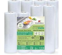 KitchenBoss Rouleau Sous Vide Alimentaire, 8 Rouleaux 20x2/28x6 x 300cm, Sacs Sous Vide Alimentaire Film Gaufré 7 Couches, Sachet Sous Vide pour Congélateur Sous Vide et Cuisine Familiale
