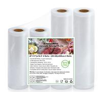 KitchenBoss Sac Sous Vide Alimentaire: 4 Rouleaux Sous Vide 20|28| x500 cm, Sans BPA, Libre De Couper, Durable, Compatible, Stockage Des Aliments, Surgelés Au Micro-Ondes, Cuisson Sous Vide