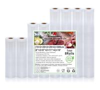 KitchenBoss Sac Sous vide Alimentaire, Sac Mise Sous Vide Alimentaire pour Appareil Sous Vide, 8 Rouleaux 15x2/20x2/28x4/x300CM