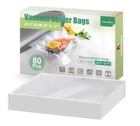 KitchenBoss Sacs d'emballage alimentaire sous vide : 20 x 30 cm, 80 sacs sous vide, sans BPA, sac prédécoupé pour stockage des aliments en relief, sacs pour machine à emballer sous vide