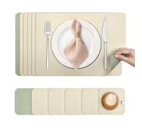 KitchenBoss Set de Table Lavable et Dessous de Verre - Antidérapants - Double Face - Dessous de Table avec Salle à Manger en PVC - 43 x 30 cm - Lot de 6