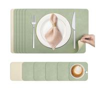 KitchenBoss Set de Table Lavable et Dessous de Verre - Antidérapants - Double Face - Dessous de Table avec Salle à Manger en PVC - 43 x 30 cm - Lot de 6