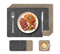 KitchenBoss Set de Table Lavable et Dessous de Verre, Lot de 4 Dessous de Table, Résistants & Antidérapants pour la Cuisine et la Salle à Manger, 43 x 30 cm (Gris/Beige)
