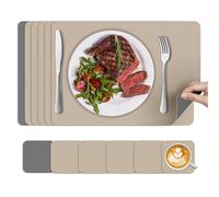 KitchenBoss Set de Table Lavable et Dessous de Verre：Lot de 6 Dessous de Table Double Face Sets de Table avec Salle à Manger en PVC（43x30cm）