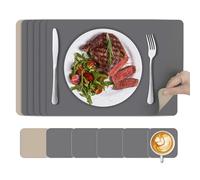 KitchenBoss Set de Table Lavable et Dessous de Verre: Lot de 6 Dessous de Table Double Face, Sets de Table Résistant à la Chaleur et Antidérapant 43x30cm