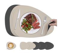 KitchenBoss Set de Table Lavable, Lot de 6 Dessous de Table et Dessous de Verre, Sets de Table Double Face pour Les Cuisines, Tables à Manger, Bureaux, Gris Anthracite + Beige, 43x30cm