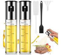 KitchenBoss Spray Huile Cuisine Air Fryer Vaporisateur Huile, Pulverisateur Huile Cuisine 100ml avec Brosse Entonnoir Brosse à huile, Spray Huile pour Salade, BBQ, Cuisson Dans La Cuisine （2PCS）