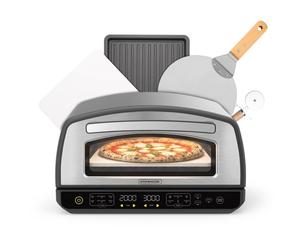 Kitchencook - Four à Pizza - 2000w - Jusqu'à 450°c - 12 Programmes - Plaque De Cuisson En émail, Pelle Et Coupe Pizza En Inox