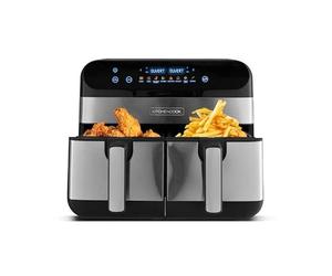 Kitchencook - Friteuse Sans Huile Avec Deux Cuves - 9 Litres - 2400w - 8 Programmes - Minuterie - Thermostat Réglable - Inox