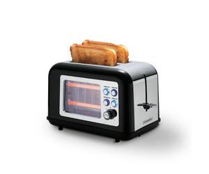 KitchenCook Grille-pain à deux fentes avec fenêtre de visualisation en verre Toasteo, Noir
