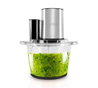 Kitchencook - Hachoir Inox Multifonction 5en1-600w - Capacité (3l) - 4 Lames - Fouet - Spatule - Bol Mélangeur En Verre