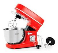 KitchenCook Robot pétrin 5 l, 1300 W, 6 intensités, bol inox amovible, crochet + fouet, rouge