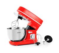 KitchenCook Robot pétrin 5 l, 1300 W, 6 intensités, bol inox amovible, crochet + fouet, rouge