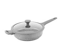 KITCHENCOOK Sauteuse TFI Vertu 24cm - Fonte d'Aluminium, Anti-Adhésif Effet Pierre, Tous Feux Dont Induction, Couvercle Verre Trempé