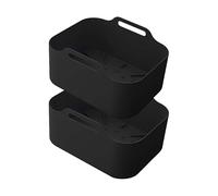 Kitchencook SILIPOT2 BLACK - Lot de 2 Paniers de Cuisson en Silicone pour Air Fryer, Antiadhésifs, Réutilisables, Sans BPA, Résistants -40°C à 240°C, Compatibles Four, Micro-ondes, Lave-vaisselle
