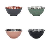 KitchenCraft Gemustertes Müslischalen-Set in Geschenkbox, 4 Keramikschalen, ideal für Eis, Suppe und mehr, 'Designed For Life' Designs, 15cm