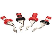 KitchenCraft Bouchons de bouteille à levier, lot de 4 bouchons de vin en acier inoxydable / plastique avec décapsuleur de bière intégré, multicolore, 3,5 x 3,5 x 1 cm