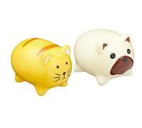 KitchenCraft Ceramic Dog and Cat-Shaped Novelty Salt and Pepper Shakers - Yellow/Beige (2-Piece Set)
