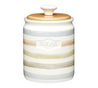 KitchenCraft Classic Collection Striped Ceramic Sugar Container, lavable en lave-vaisselle, 8 ml (28 fl oz) - Cream, 17 x 11cm