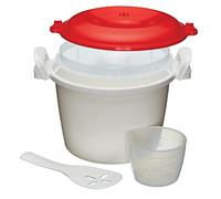 KitchenCraft Cuiseur De Riz - Cuiseur À Vapeur Pour Micro-Ondes, Plastique Sans Bpa, 1,5 Litre, Blanc/Rouge