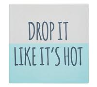KitchenCraft Dessous de plat carré en céramique avec dos en liège « Drop It Like It's Hot » Vert/blanc 20 x 20 cm