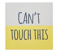 KitchenCraft Funny Dessous de plat carré en céramique avec inscription « Can't Touch This » Jaune/blanc 20 x 20 cm