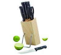 KitchenCraft KCKNBLOCK1 Set de 6 Couteaux, Métal, Noir/Brun, 9 x 12 x 16 cm