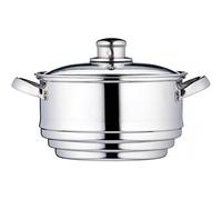 KitchenCraft Food Steamer 3 Tiers, Panier Vapeur Universel à 3 étages dans Une boîte Cadeau, Acier Inoxydable, Convient aux poêles de 16, 18 et 2 cm, argenté