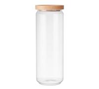 KitchenCraft Idilica bocal de stockage en verre avec couvercle en bois de hêtre, boîte en verre hermétique avec couvercle en bois pour le stockage et l'organisation de la cuisine, 1300ml