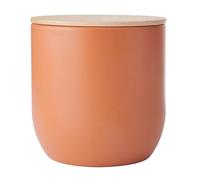 KitchenCraft Idilica Kitchen Canister with Airtight Lid, Round Storage Canister with Wooden Lid and Matt Finish for Tea, Coffee or Sugar, 12 x 12cm, Terracotta
