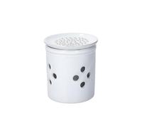 KitchenCraft Idilica Stoneware Garlic Holder with Grater Lid, Cream Ceramic Garlic Container with Vented Holes and Unglazed Base