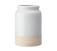 KitchenCraft Idilica Stoneware Utensil Holder, Cream Utensil Organiser with Unglazed Base for Kitchen Utensils and Home Décor, 18cm