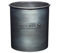 KitchenCraft Industrial Kitchen Porte-ustensiles Métallique Vintage, Fer, Gris Métallisé, 13,5 x 13,5 x 14,5 cm