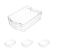 KitchenCraft KC BLUE Bac de Rangement en Plastique, 31.5 x 21 x 9 cm, Transparent (Lot de 4)