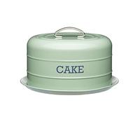 KitchenCraft living Nostalgia Airtight Cake Storage Tin/ Cake Dome, Steel, English Sage, 28 x 28 x 18 cm