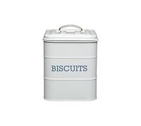 KitchenCraft Living Nostalgia Boîte à biscuits hermétique en métal, tonneau à biscuits/récipient de stockage, 14,5 x 19 cm - Gris français