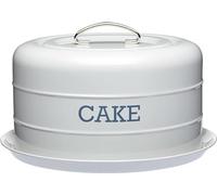 KitchenCraft Living Nostalgia Cake Tin Storage, Boîte De Conservation Hermétique Pour Gâteaux / Dôme À Gâteaux, 28.5 X 18 cm - French Grey